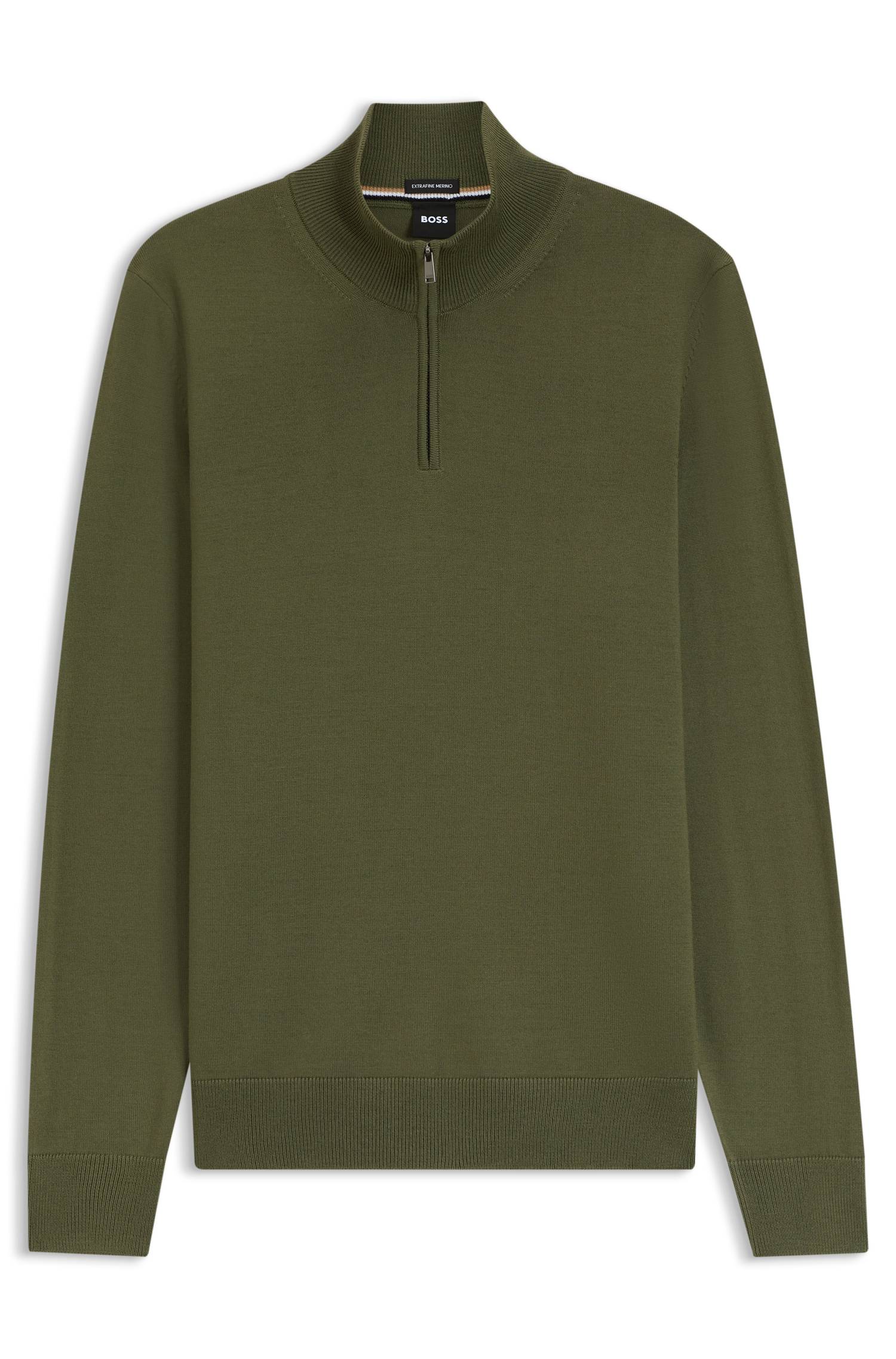 Boss Merino-wool sweater with zip neck stickade tröjor herr – bild 4