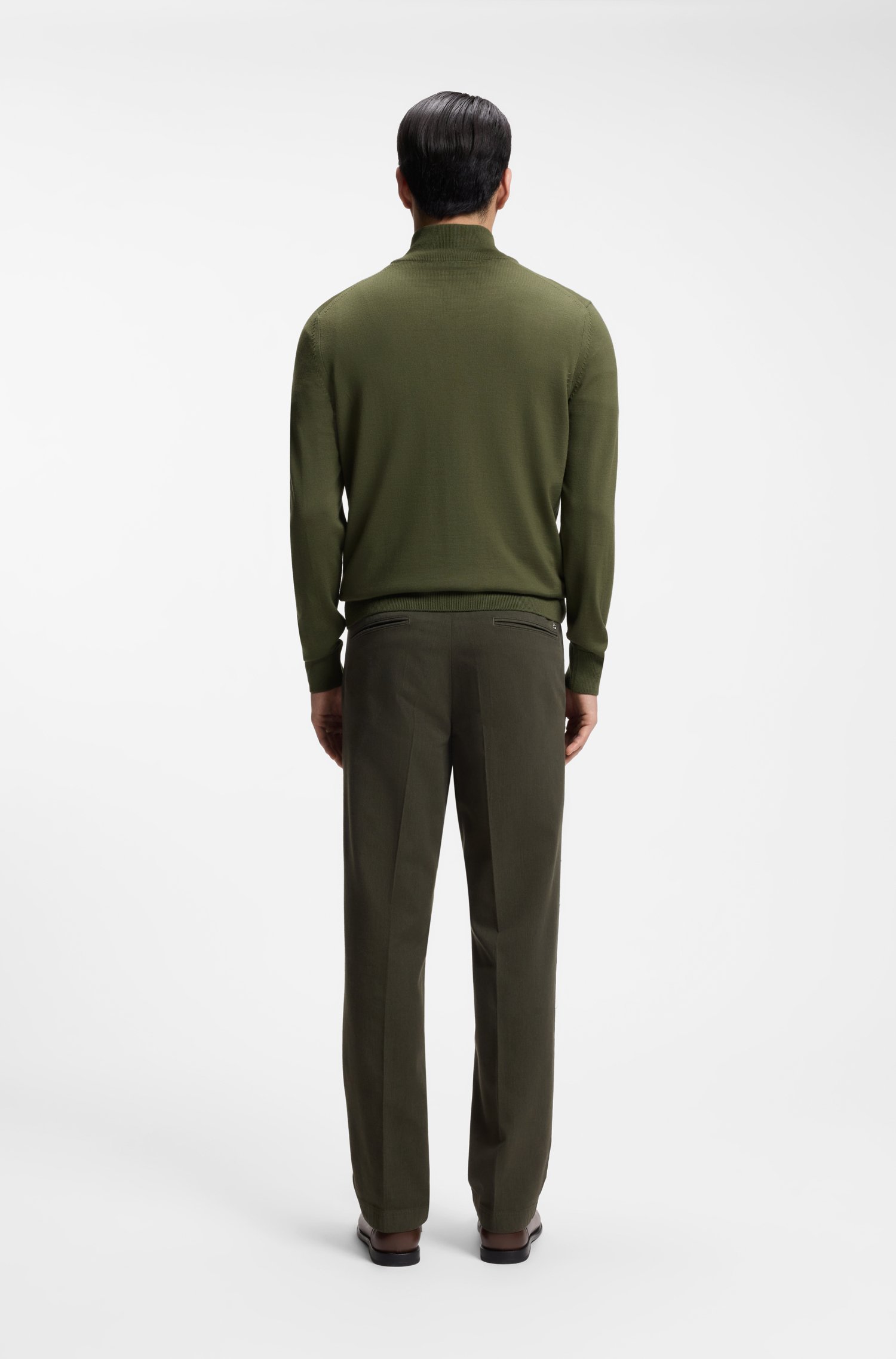 Boss Merino-wool sweater with zip neck stickade tröjor herr – bild 3