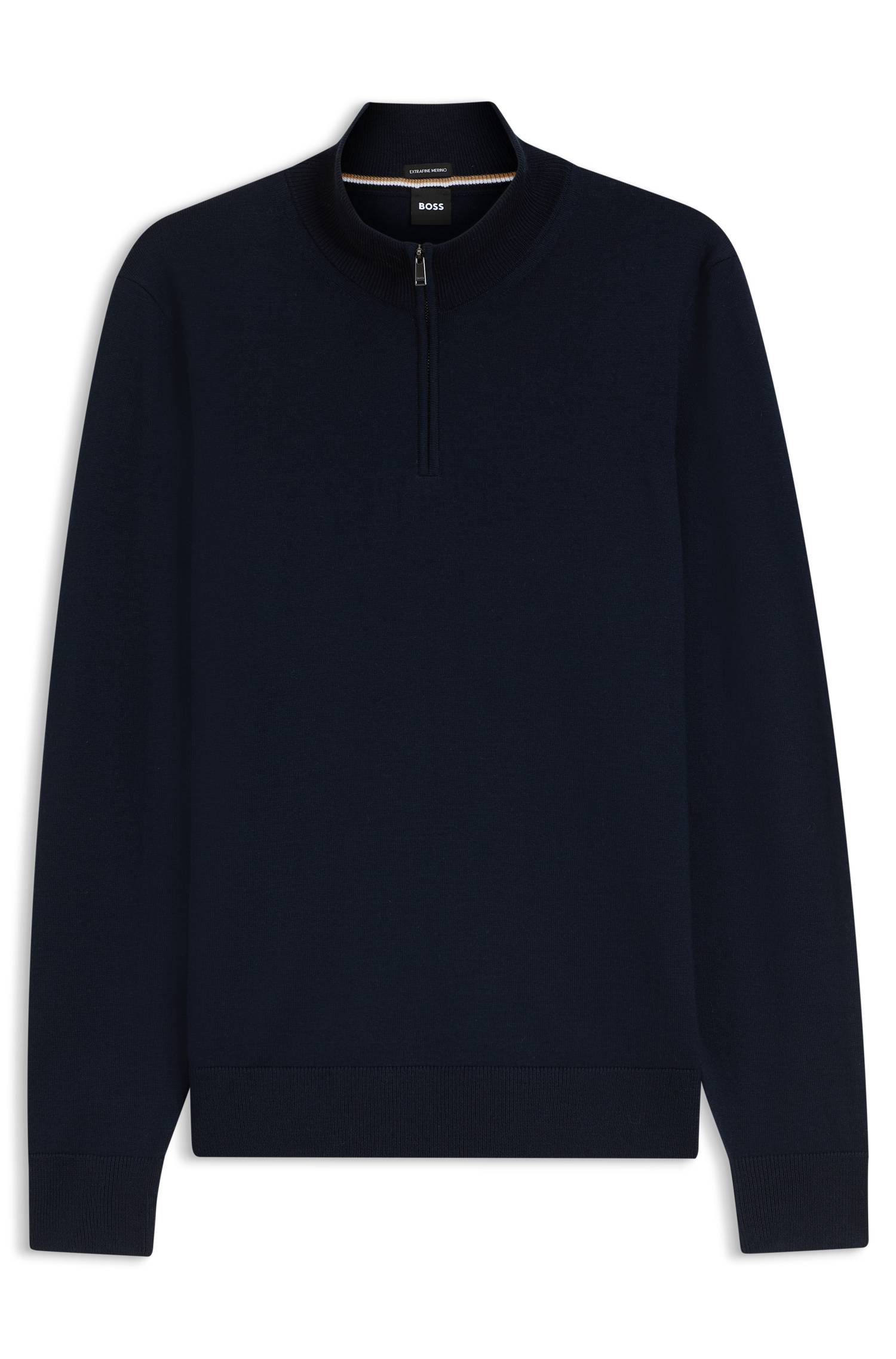 Boss Merino-wool sweater with zip neck stickade tröjor herr – bild 4