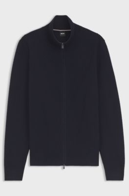Zip-up cotton sweater, Dark Blue