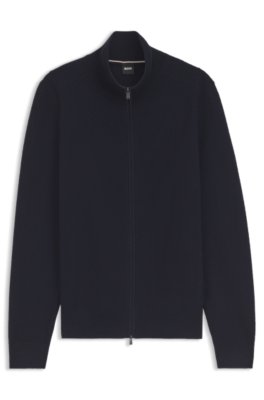 Boss Uomo Blu Scuro Maglione In Cotone Con Zip