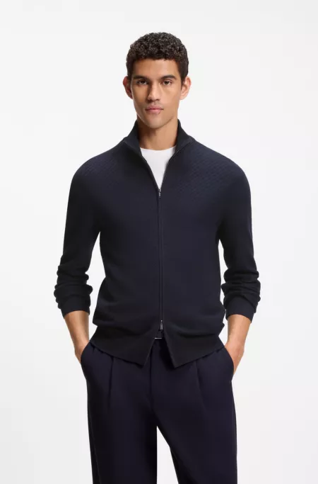 Strickjacke aus Baumwolle mit diagonaler Struktur