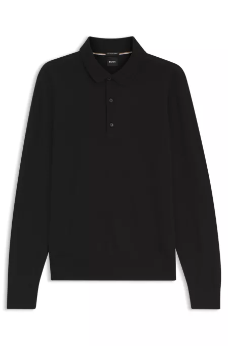 Regular-Fit Strick-Poloshirt aus Merino