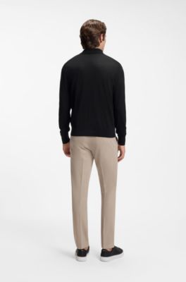 Merino-wool polo sweater, Black