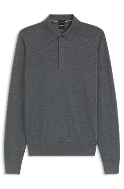 Regular-fit knit polo in merino wool