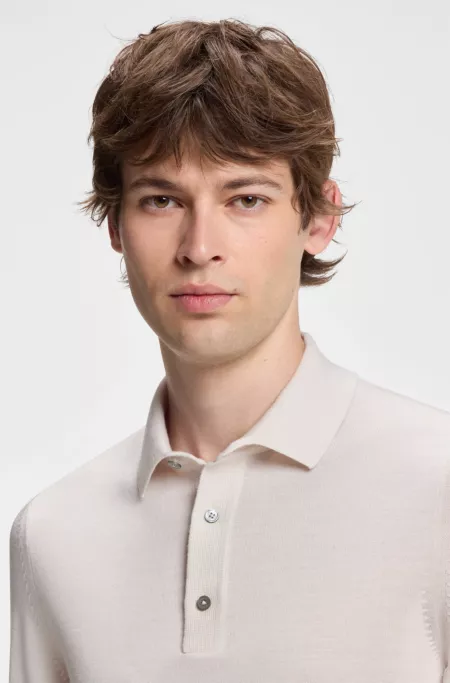 Regular-Fit Strick-Poloshirt aus Merino