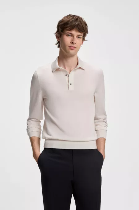 Regular-Fit Strick-Poloshirt aus Merino