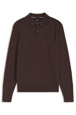 Regular-fit knit polo in merino wool
