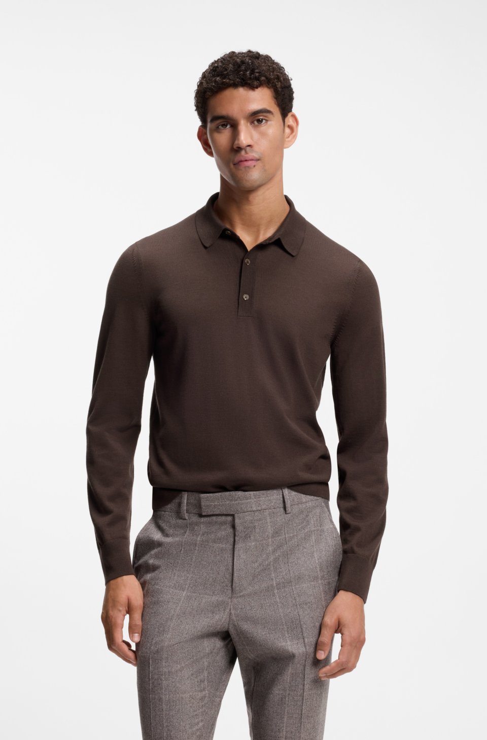 Merino-wool polo sweater
