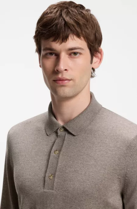 Pull col polo en laine mérinos