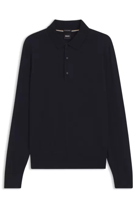 Regular-Fit Strick-Poloshirt aus Merino