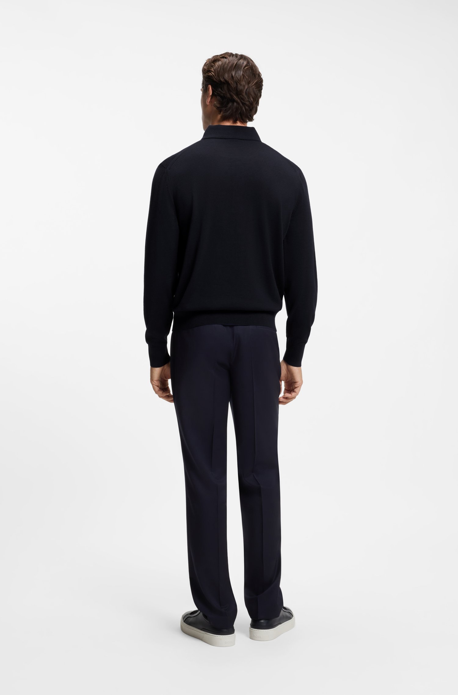 Boss Merino-wool polo sweater pikéer herr – bild 3