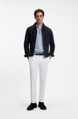 Merino-wool polo sweater, Light Blue