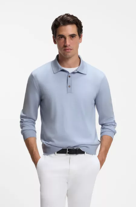 Pull col polo en laine mérinos