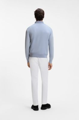 Merino-wool polo sweater, Light Blue