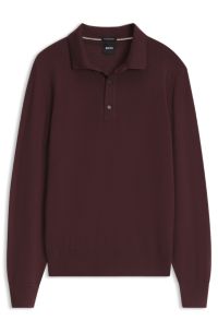 Merino-wool polo sweater, Dark Brown