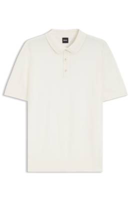 Regular-fit knit polo in structured fabric 1