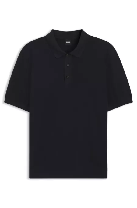 Regular-fit knit polo in structured fabric