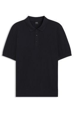 Regular-Fit Strick-Poloshirt aus strukturiertem Gewebe