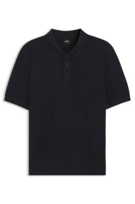 Regular-fit knit polo in structured fabric 4