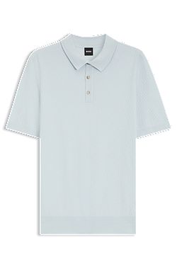 Regular-fit knit polo in structured fabric