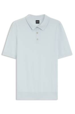Regular-fit knit polo in structured fabric 1