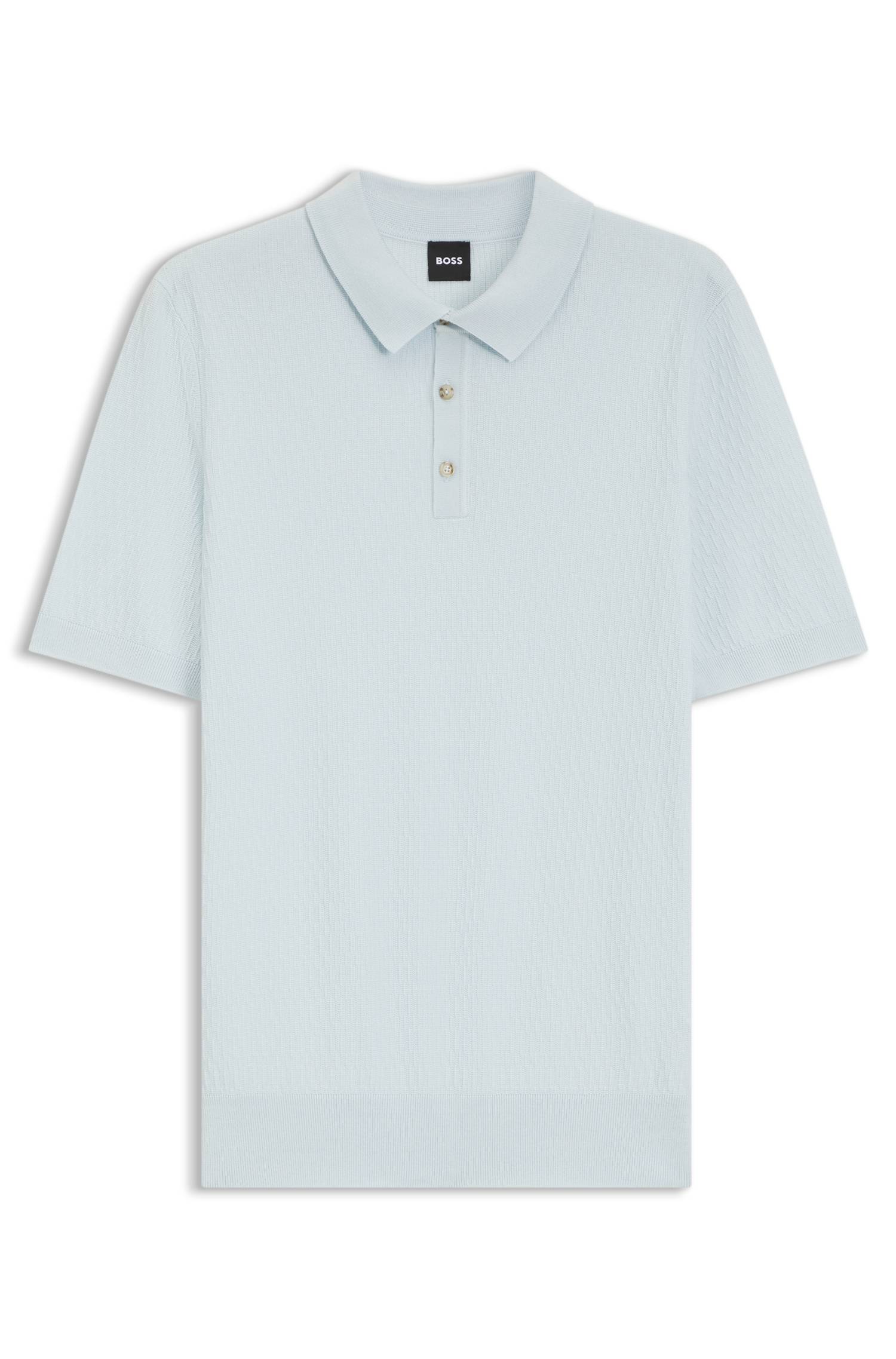 Boss Regular-fit knit polo in structured fabric pikéer herr – bild 4