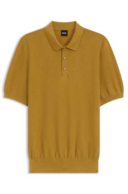 Regular-fit knit polo in structured fabric 1