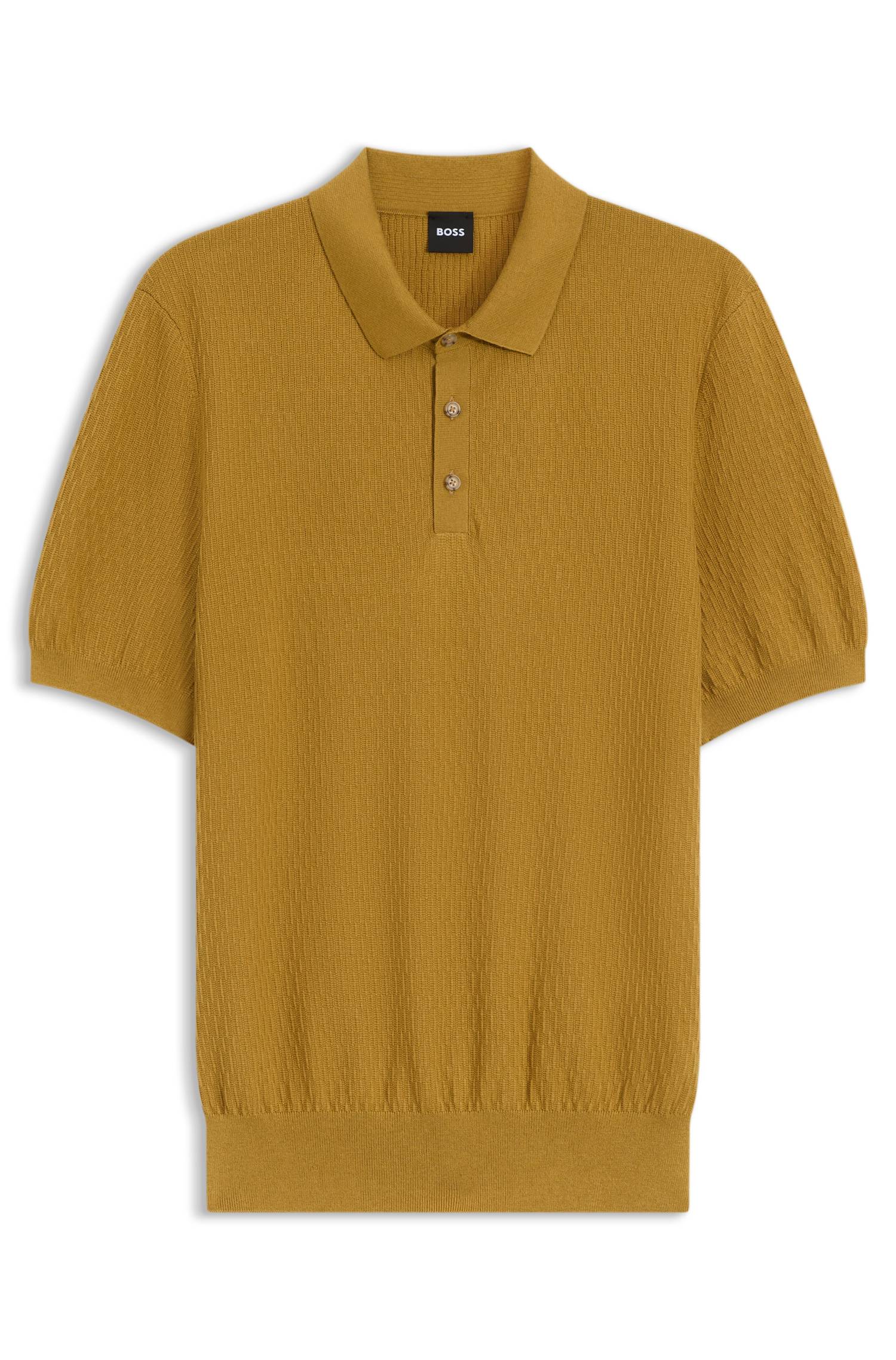Boss Regular-fit knit polo in structured fabric pikéer herr – bild 4