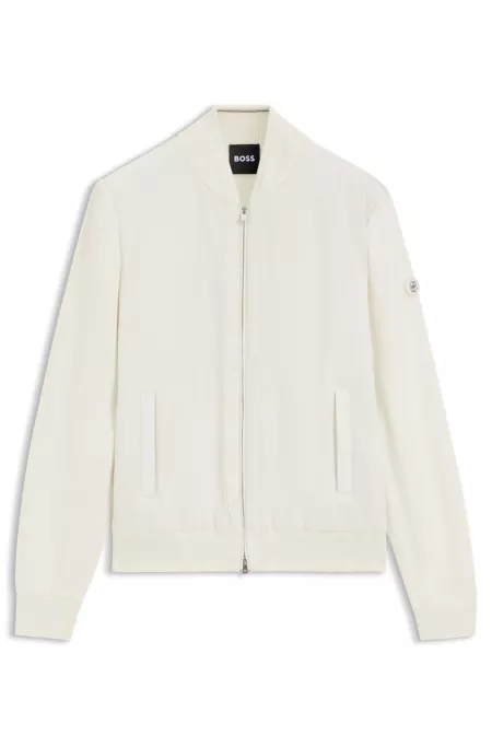 Cotton-knit hybrid jacket with bomber collar