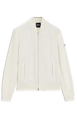 Cotton-knit hybrid jacket with bomber collar