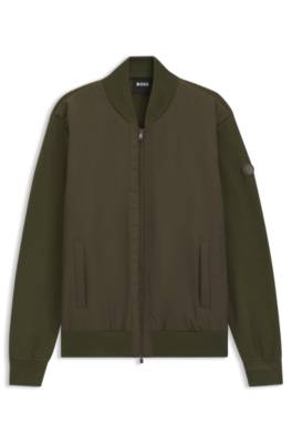 Cotton-knit hybrid jacket with bomber collar 4