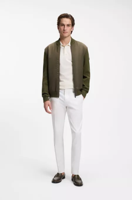 Cotton-knit hybrid jacket with bomber collar