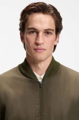 Cotton-knit hybrid jacket with bomber collar