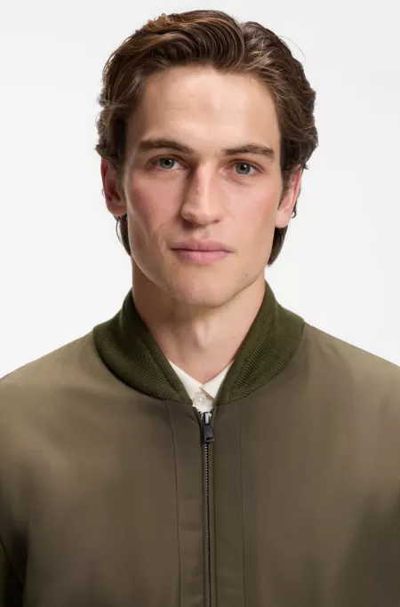 Cotton-knit hybrid jacket with bomber collar
