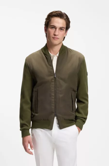 Cotton-knit hybrid jacket with bomber collar