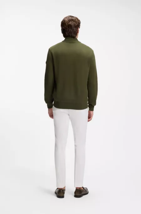 Cotton-knit hybrid jacket with bomber collar