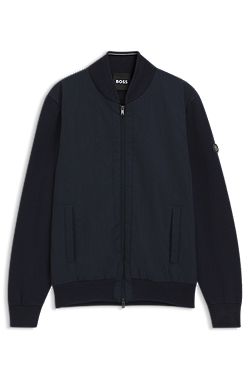 Veste hybride en maille de coton avec col bomber