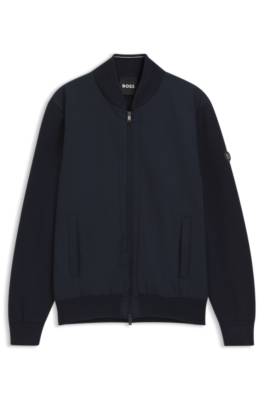Cotton-knit hybrid jacket with bomber collar 4