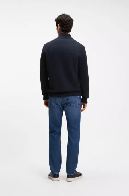 Cotton-knit hybrid jacket with bomber collar