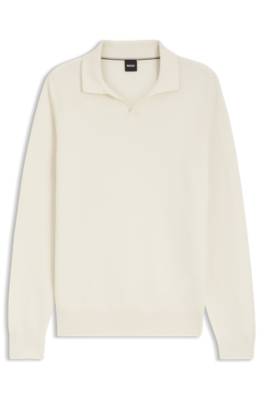Knitted-cotton sweater with Johnny collar 1