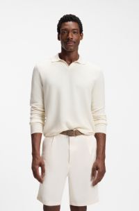 Pullover mit Johnny-Kragen aus Baumwollstrick, Natur