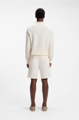 Maglione in cotone lavorato a maglia con colletto Johnny, Colore neutro