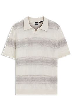 Short-sleeved polo sweater in extra-fine merino wool
