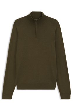 Zip-neck sweater in wool, silk and cashmere