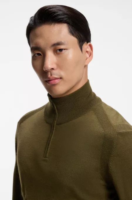 Zip-neck sweater in wool, silk and cashmere