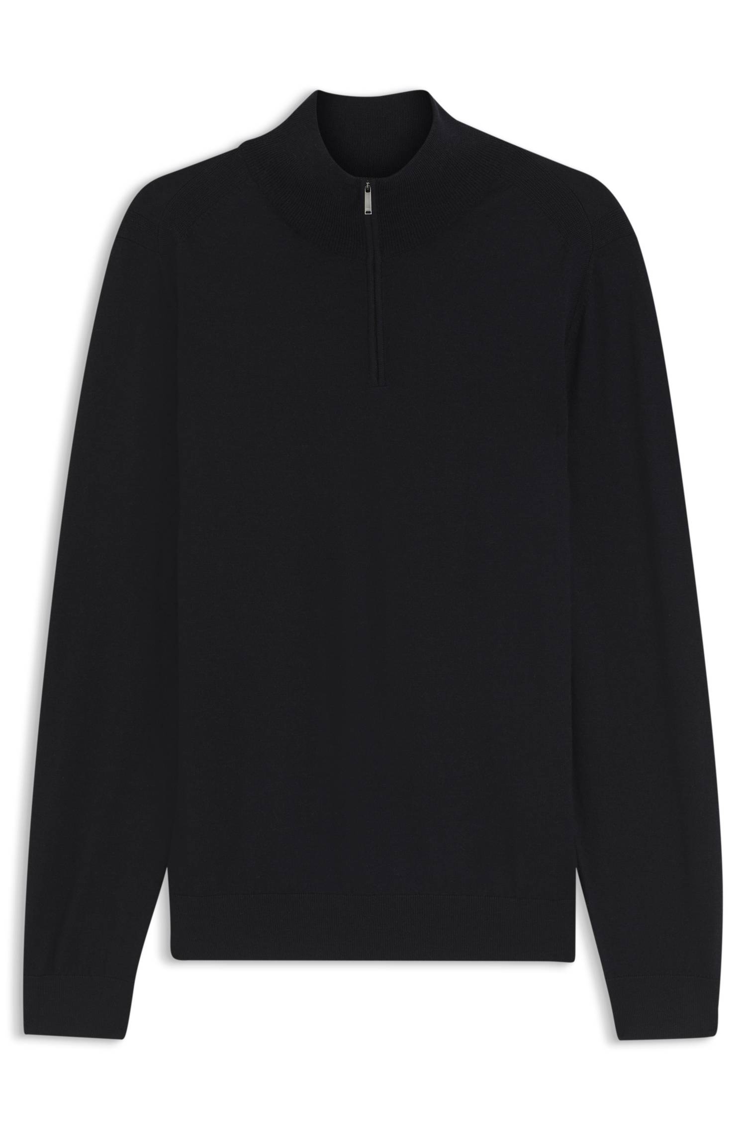 Boss Zip-neck sweater in wool, silk and cashmere stickade tröjor herr – bild 4