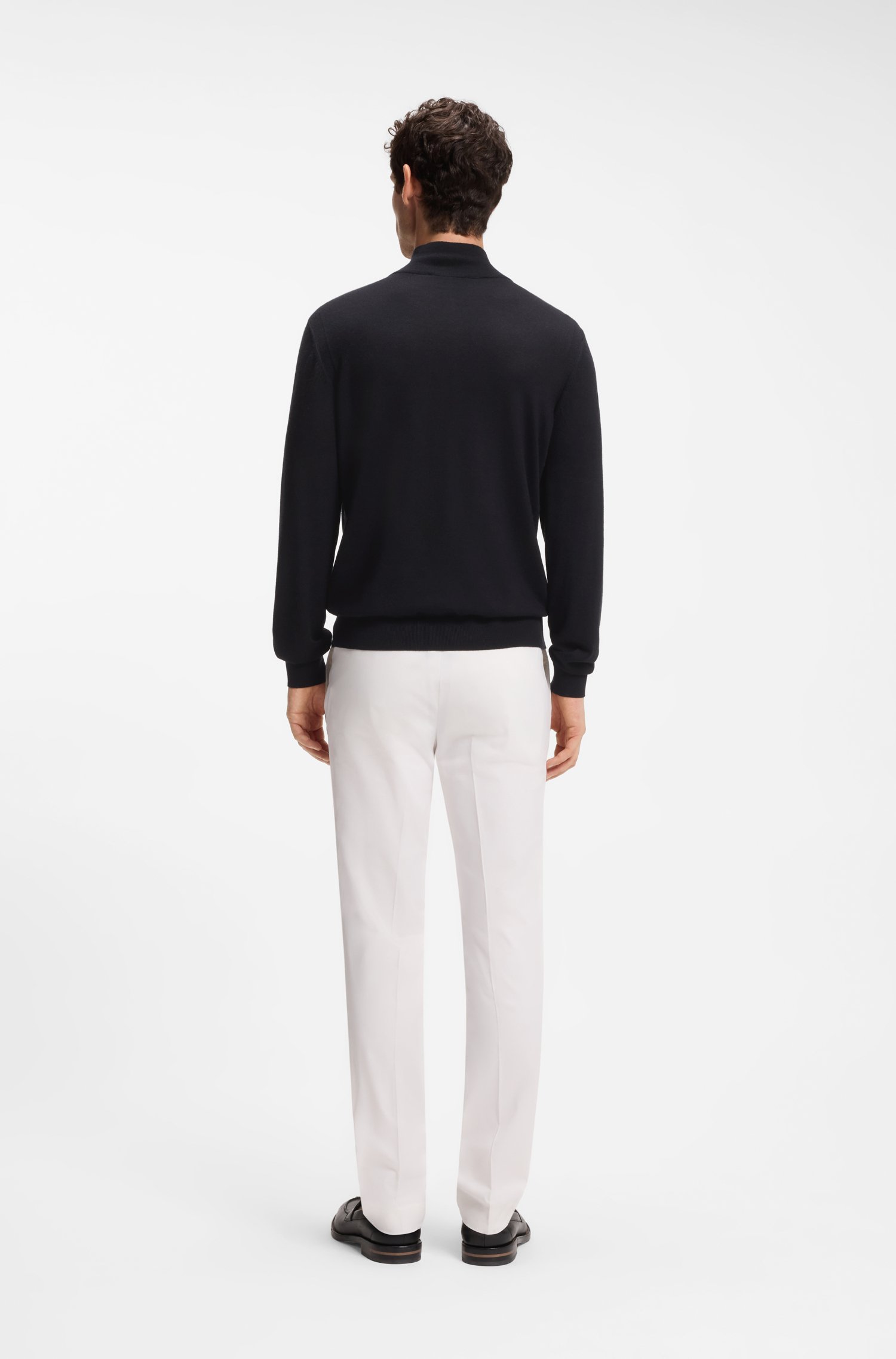 Boss Zip-neck sweater in wool, silk and cashmere stickade tröjor herr – bild 3