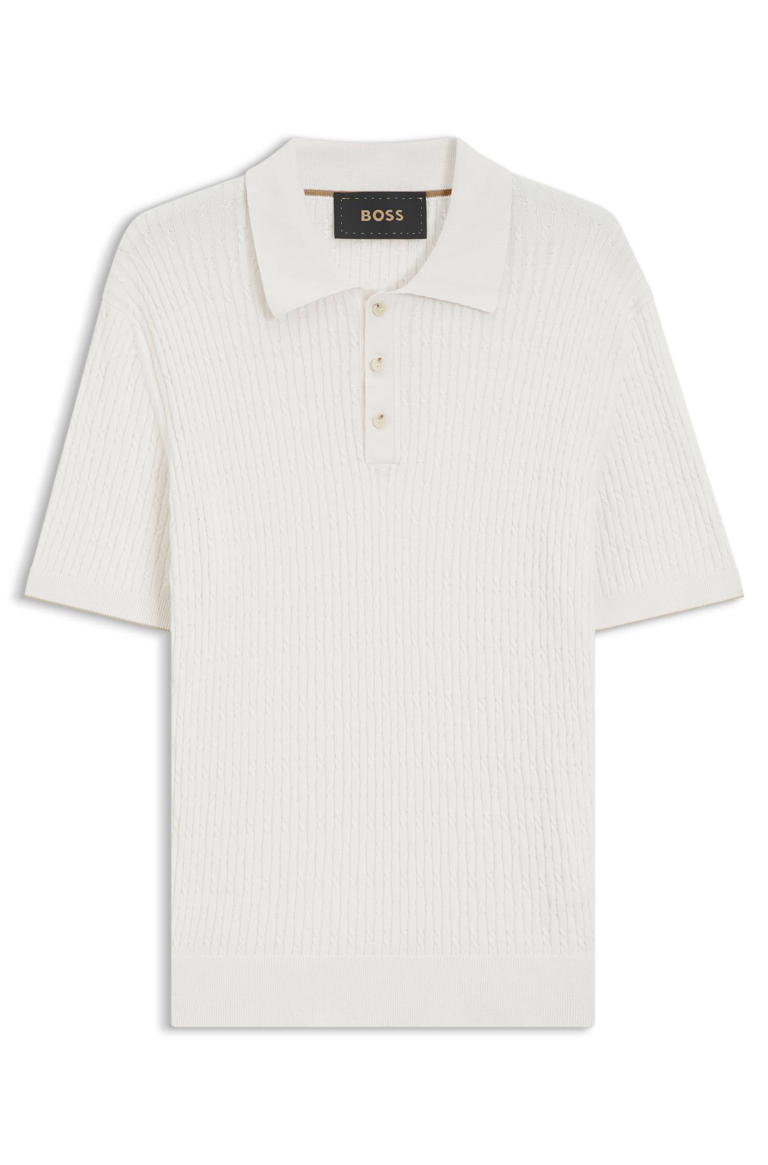 Boss Cable-knit polo sweater in cotton and cashmere tröjor herr – bild 4
