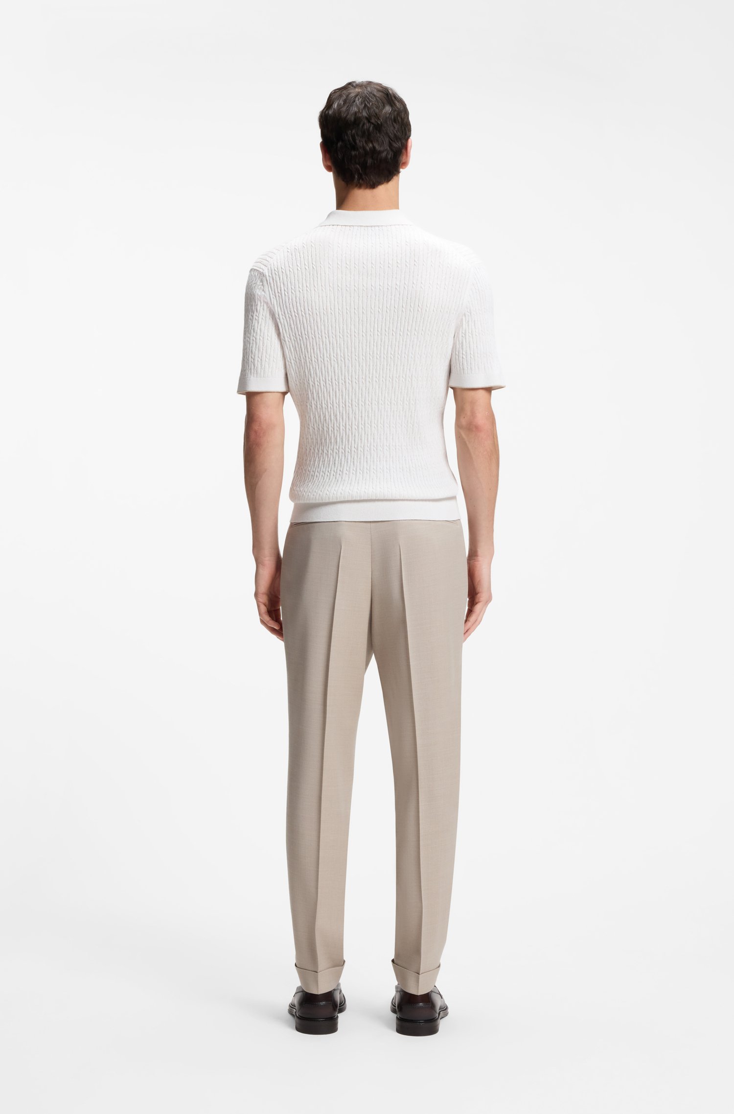 Boss Cable-knit polo sweater in cotton and cashmere tröjor herr – bild 3